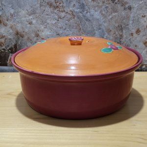 VTG Coors Rosebud Pottery Casserole with Lid 1 Quart Round